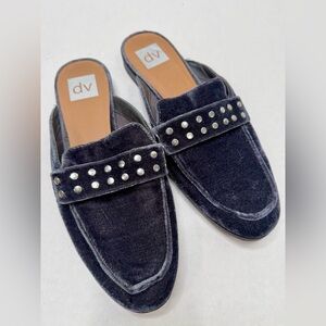 DV by Dolce Vita Gray Velvet Loafers with Silver Studs